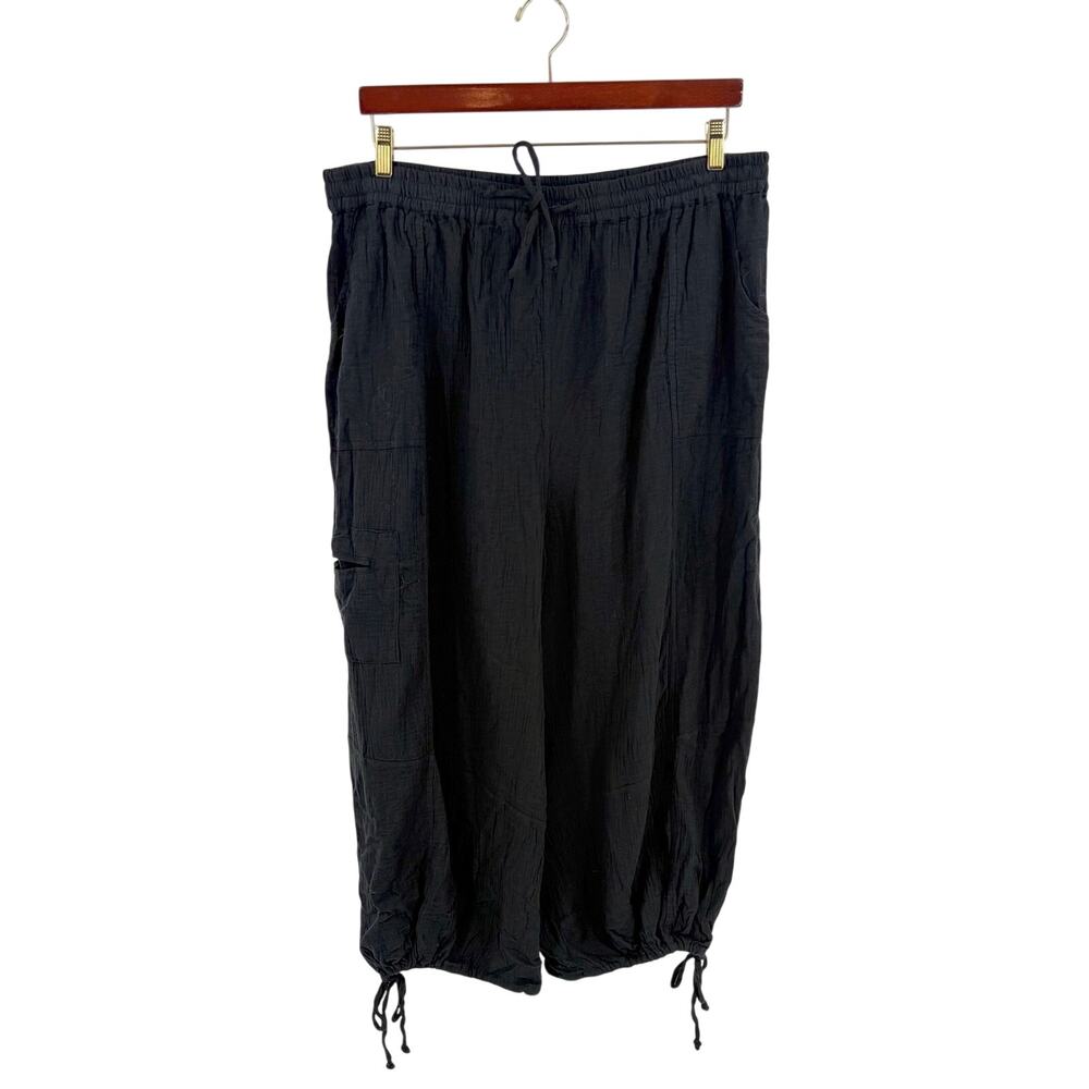 Raviya Womens Swimsuit Coverup Pants Plus Size 1X Black Crepe Pull On Beach NEW